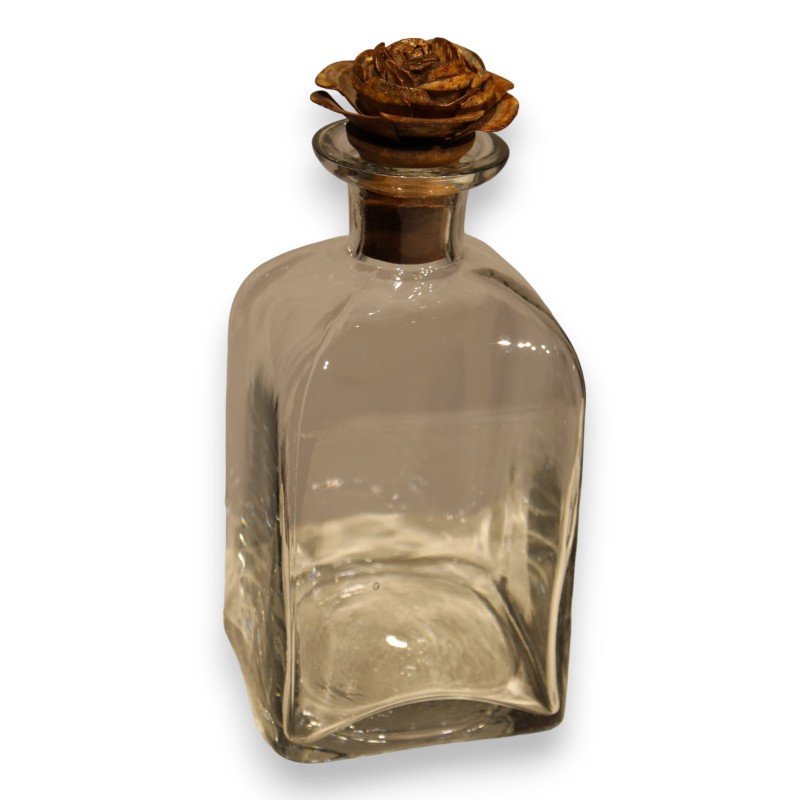 Glass carafe, pink tin cap