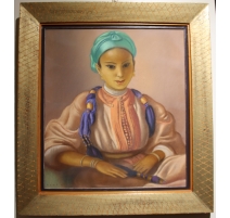 Pastel "Jeune marocaine", signé René MARTIN 44