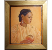 Pastel "Jeune marocaine", signé René MARTIN 34