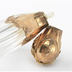 Cut-glass salt jar with a gold mount