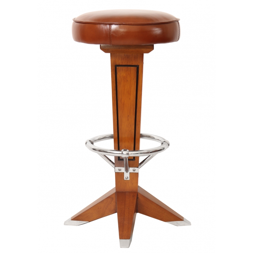 Tabouret de bar Canoe, cuir vintage