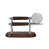 Magnifying glass and letter opener with chrome and wood stand