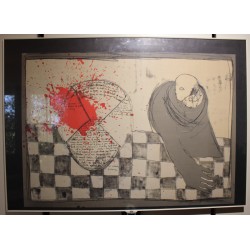 Lithographie avec poème de Bruno BAYEN