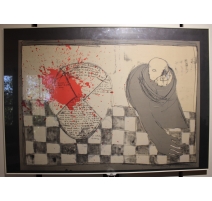 Lithographie avec poème de Bruno BAYEN