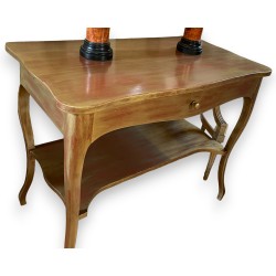 Antique-finished gold console table with one drawer