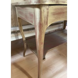 Antique-finished gold console table with one drawer