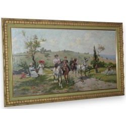 Tableau \"Ballade du dimanche\" signé HARWAY