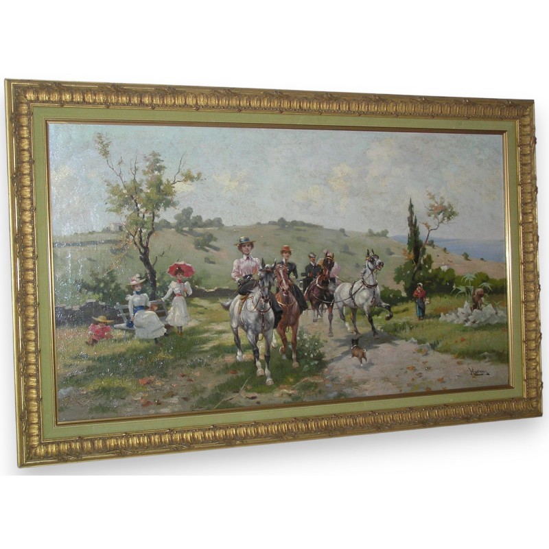 Paintings | Painting entitled ‘Sunday Stroll’ by HARWAY Moinat SA – Antiques and home décor