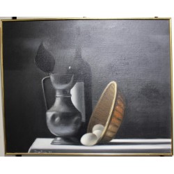 Tableau \"Chane et oeufs\" signé Jean ROLL 77
