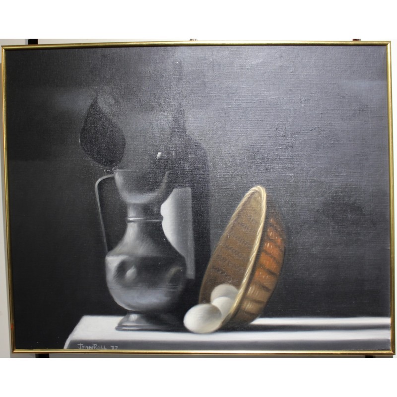 Tableau \"Chane et oeufs\" signé Jean ROLL 77