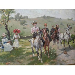 Paintings | Painting entitled ‘Sunday Stroll’ by HARWAY Moinat SA – Antiques and home décor