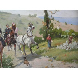 Paintings | Painting entitled ‘Sunday Stroll’ by HARWAY Moinat SA – Antiques and home décor