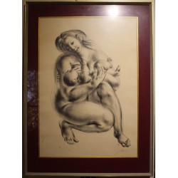 Gravure "Mère allaitant" signée ERNI