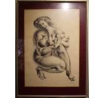 Gravure "Mère allaitant" signée ERNI