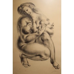 Gravure "Mère allaitant" signée ERNI