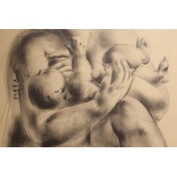 Gravure "Mère allaitant" signée ERNI