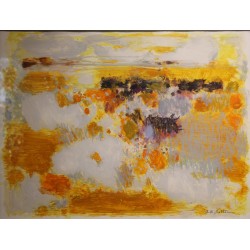 Gouache "Taureaux dans l'Etang" signée SARTHOU