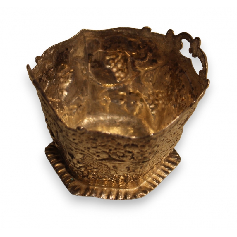 Seau en argent repoussé Raisins