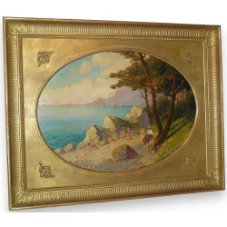 Tableau \"Bord de mer\", signé.