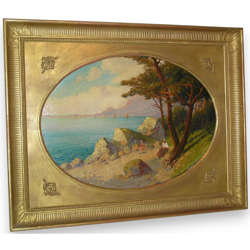 Paintings | Painting entitled ‘Seaside’, signed. Moinat SA  – Antiques and home décor