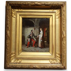 Tableau \"Scène de taverne\" signé E. ROBELLAZ