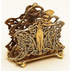 Porte-lettres \"Femme Art-Nouveau\" en laiton poli