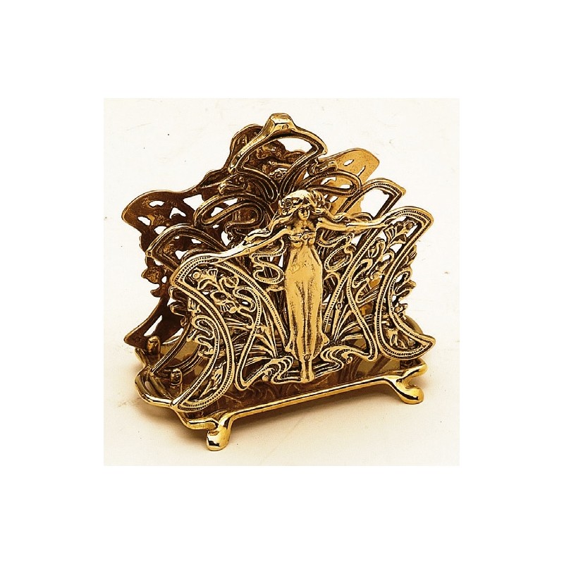 "Art Nouveau Woman" letter holder in polished brass
