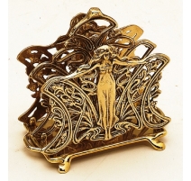 Porte-lettres "Femme Art-Nouveau" en laiton poli