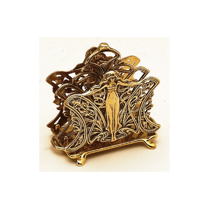 Porte-lettres "Femme Art-Nouveau" en laiton poli
