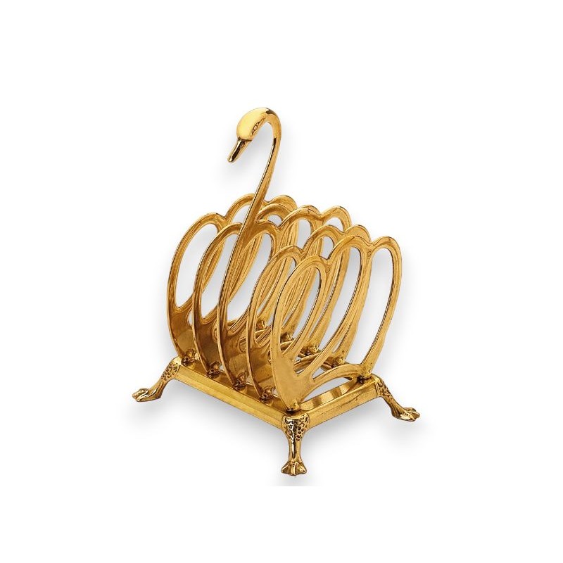 "Swan" card holder in polished brass