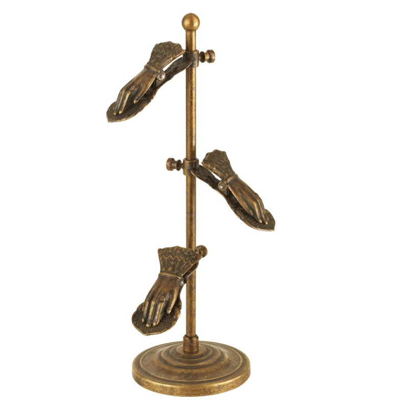 "Three Hands" card holder in polished brass