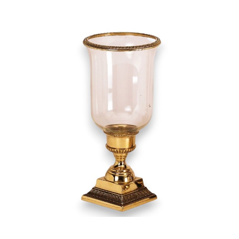 Photophore en laiton poli et verre