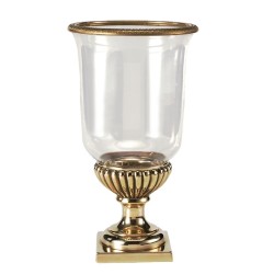 Polished brass and glass candle holder