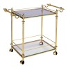 Brass serving trolley with two glass trays