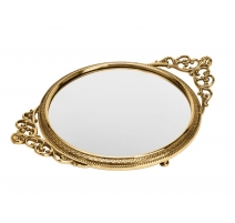 Plateau miroir rond en laiton poli