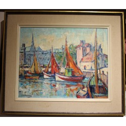 Tableau \"Honfleur Normandie\" signé Ch. MARTIN