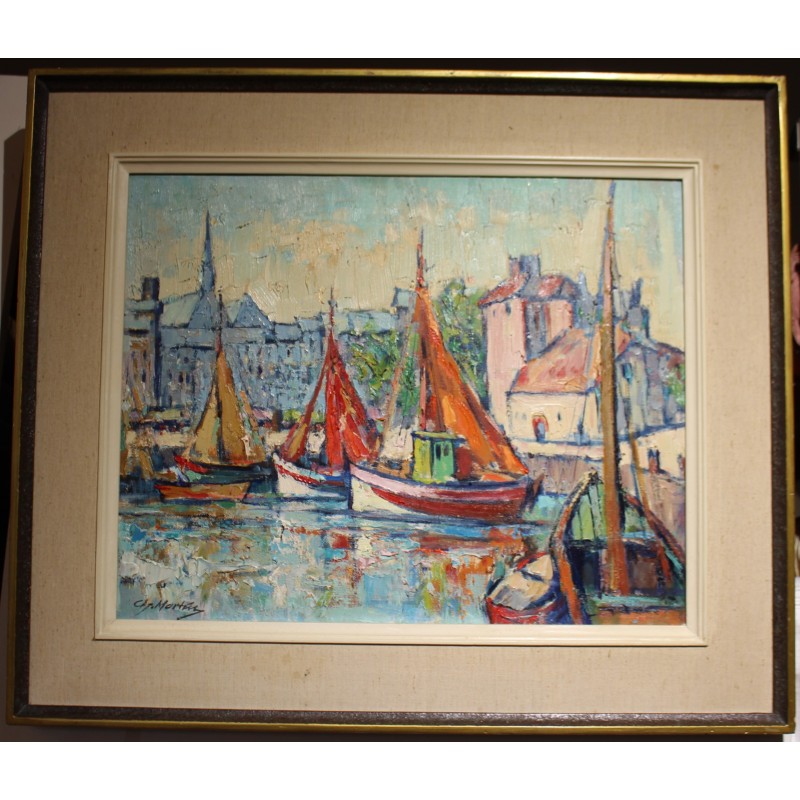 Tableau \"Honfleur Normandie\" signé Ch. MARTIN