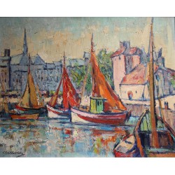 Tableau \"Honfleur Normandie\" signé Ch. MARTIN