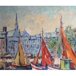 Tableau \"Honfleur Normandie\" signé Ch. MARTIN