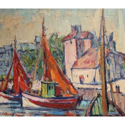 Tableau \"Honfleur Normandie\" signé Ch. MARTIN