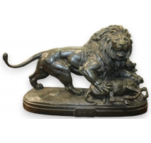 Bronze "Lion du Sénégal" signé E. DELABRIERRE