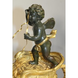Pendule Traineau d'amour et colombes