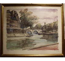 Aquarelle "Pont-Marie" signé ROCHAT 61