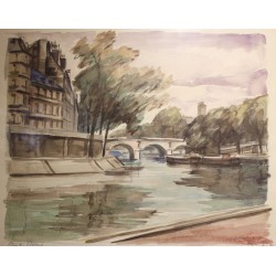 Aquarelle "Pont-Marie" signé ROCHAT 61