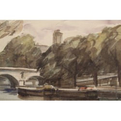 Aquarelle "Pont-Marie" signé ROCHAT 61