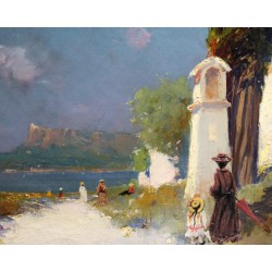 Tableau \"Villefranche\" signé L\'HUILLIER