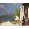 Tableau \"Villefranche\" signé L\'HUILLIER