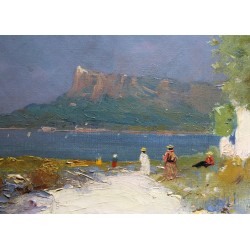 Tableau \"Villefranche\" signé L\'HUILLIER