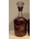 Paire de carafes "Aux raisins" en cristal rouge