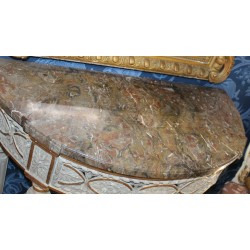 Half-moon console table by JEANJAQUET, with a marble top